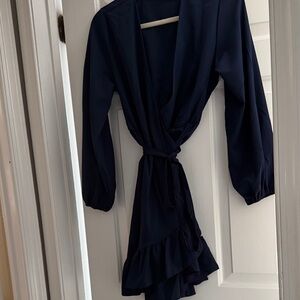 Elegant Navy Wrap Dress